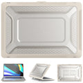 MacBook Protective hard shell case in cool black, starry sky gray, elegant apricot, and sapphire blue colours.