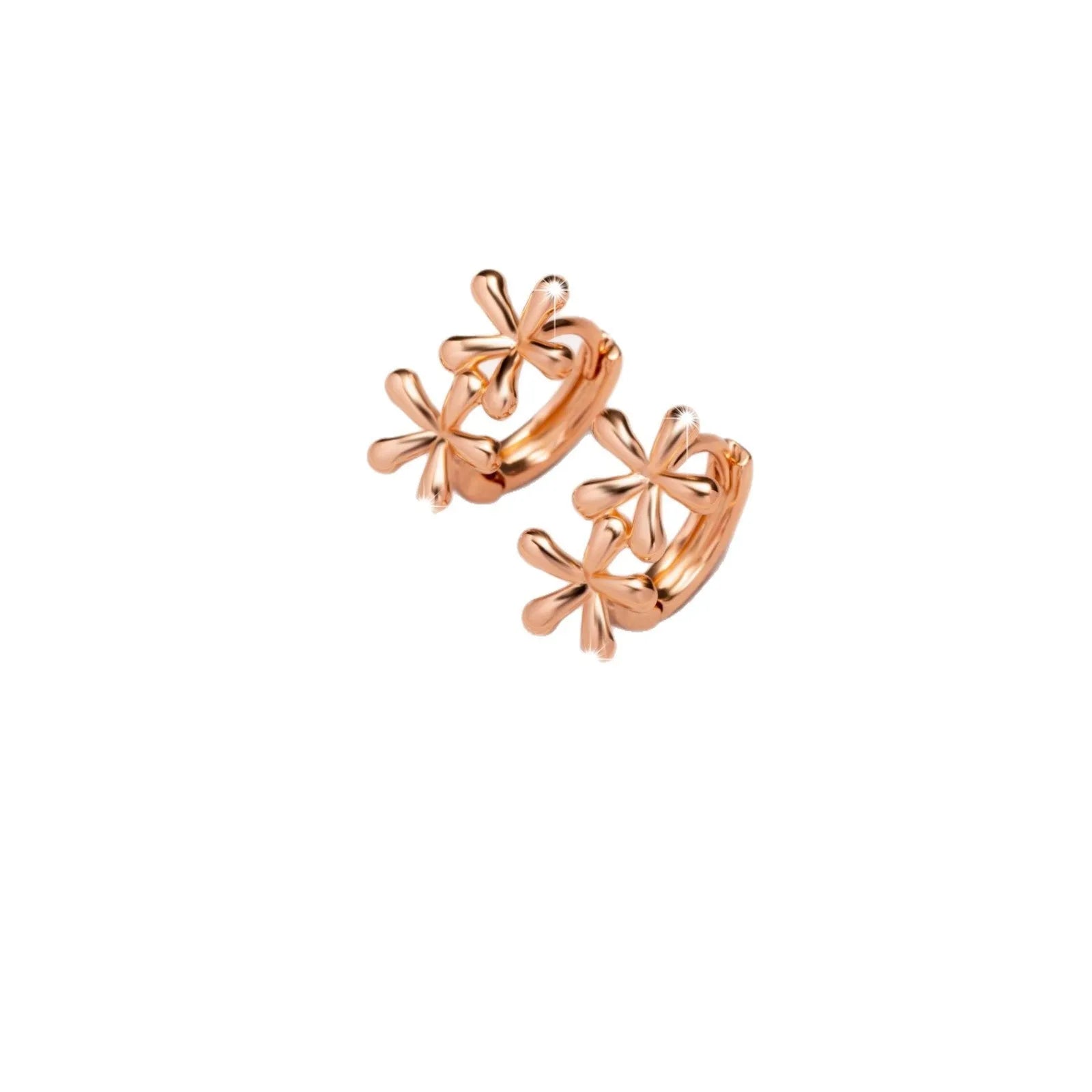 Rose gold circular earrings with waterdrop flower design for women