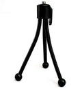 Small black iron mini tripod with ball head, shown extended to its 90mm height on a desktop.