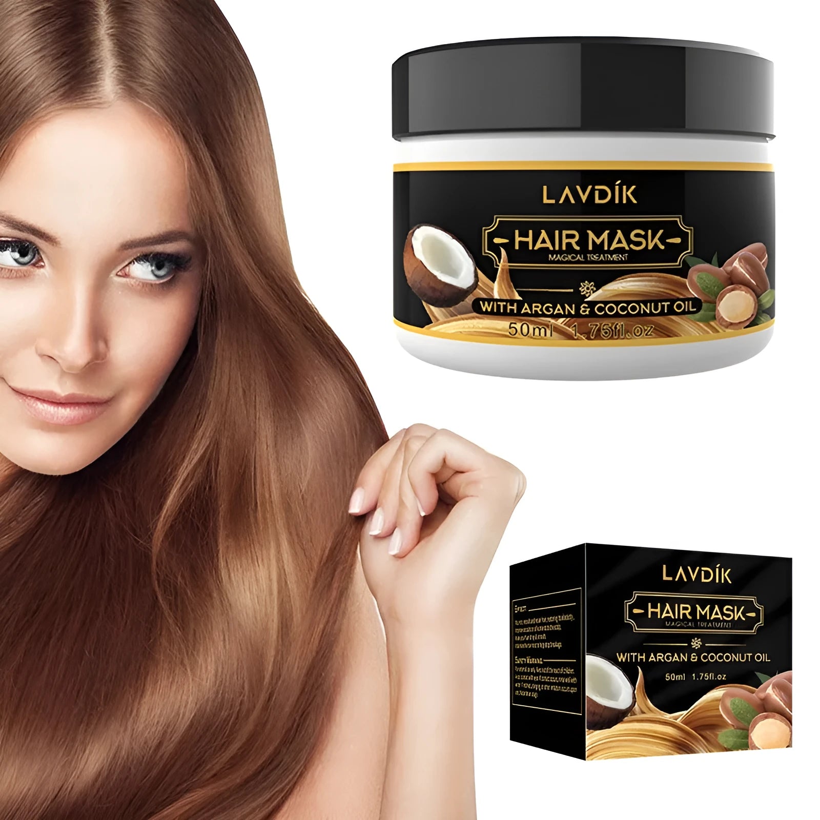 Nourishing hair mask conditioner in 50ml tube with floral fragrance for deep repair and frizz control
