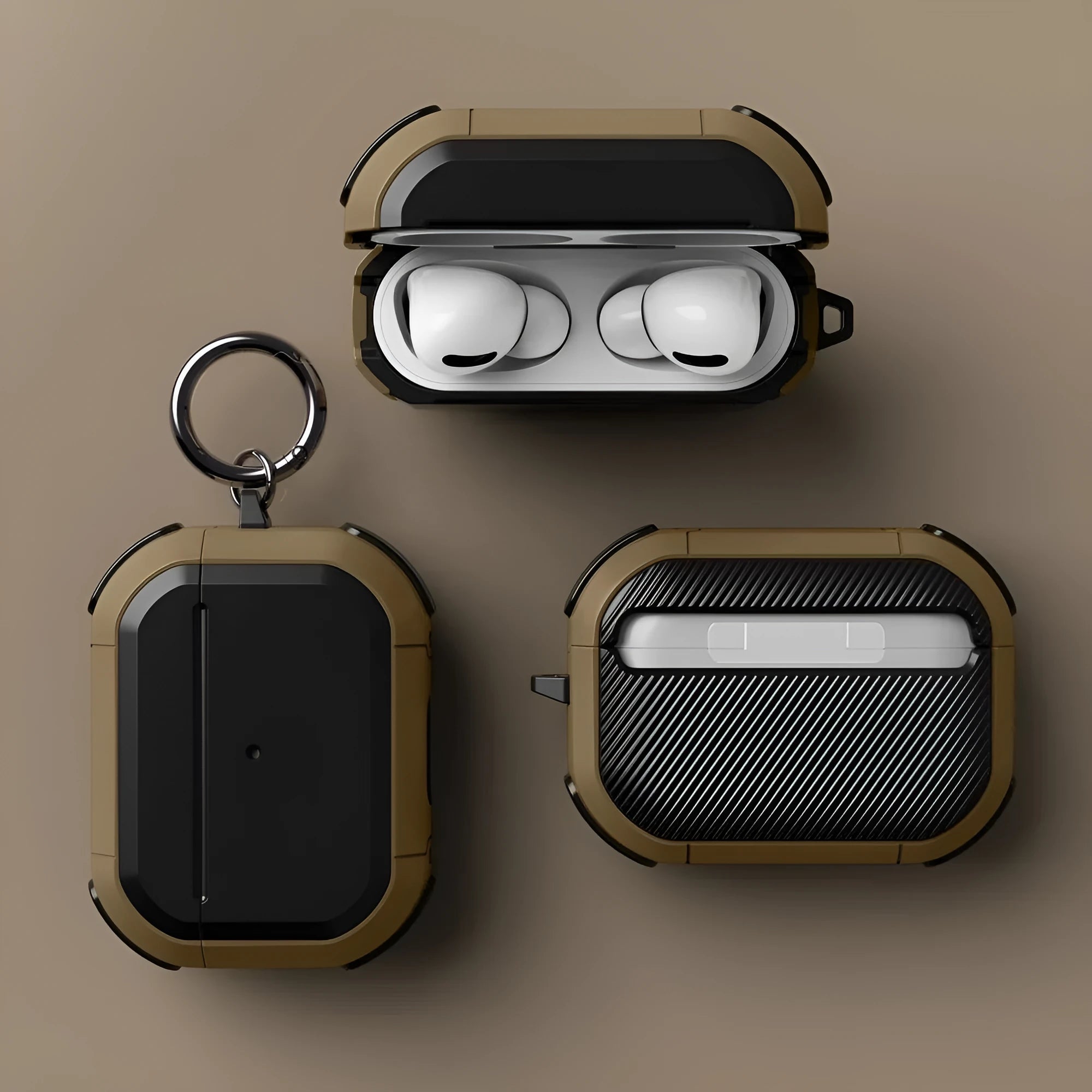 AirPods protective shell case in multiple colours showing TPU and PC construction with anti-drop design