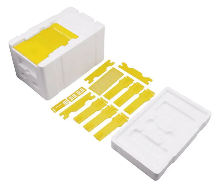 Three white EPS foam mini delivery boxes for bee mating and pollination procedures