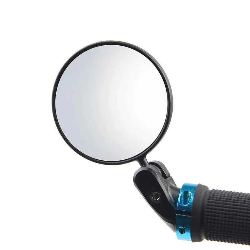 Black foldable convex rearview mirror with 7cm diameter on a 14cm arm.