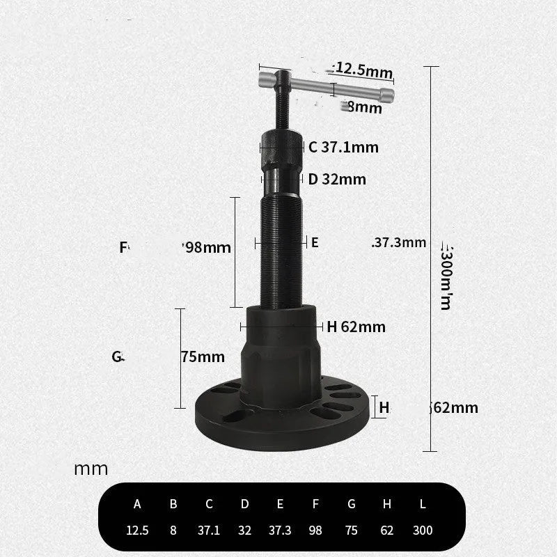 Chrome vanadium steel brake drum removal tool showing three hub puller styles for different vehicles