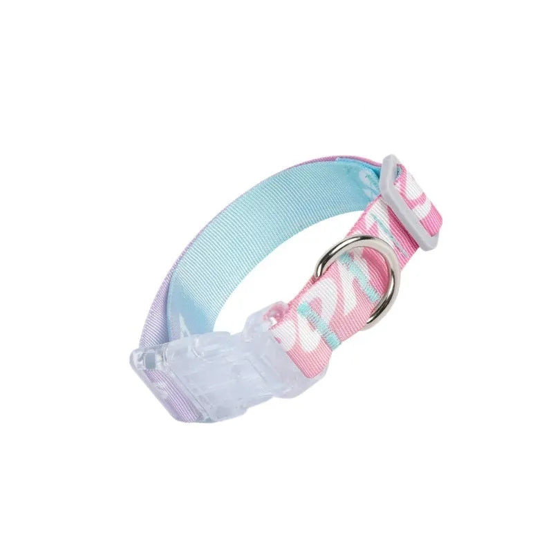 Adjustable nylon dog collar with cartoon gradient printing in Panda Green colour option
