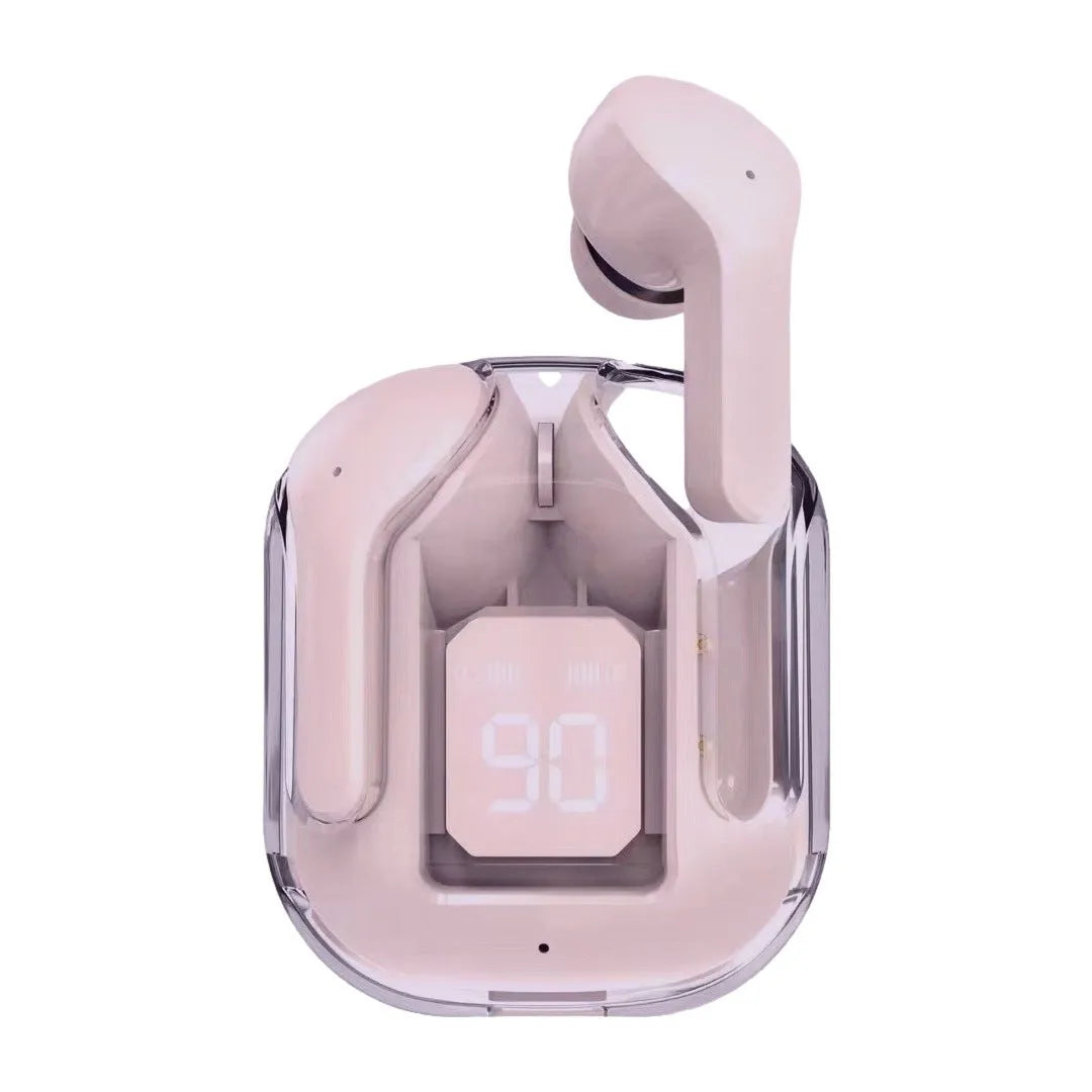 Space capsule transparent case true wireless Bluetooth headset with digital display screen