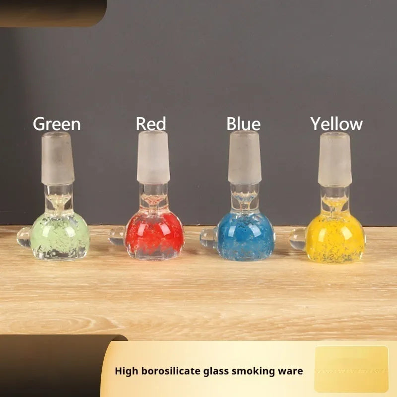 7cm geometric glass tobacco pipe in transparent coloured trumpet design