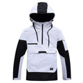 Contrast colour windproof waterproof breathable unisex ski hoodie in blue, front view