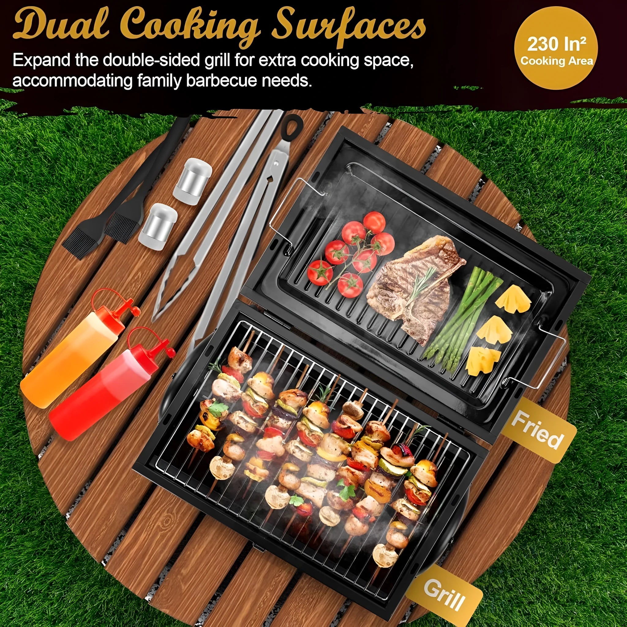 Small folding desktop charcoal barbecue smoking device with grill