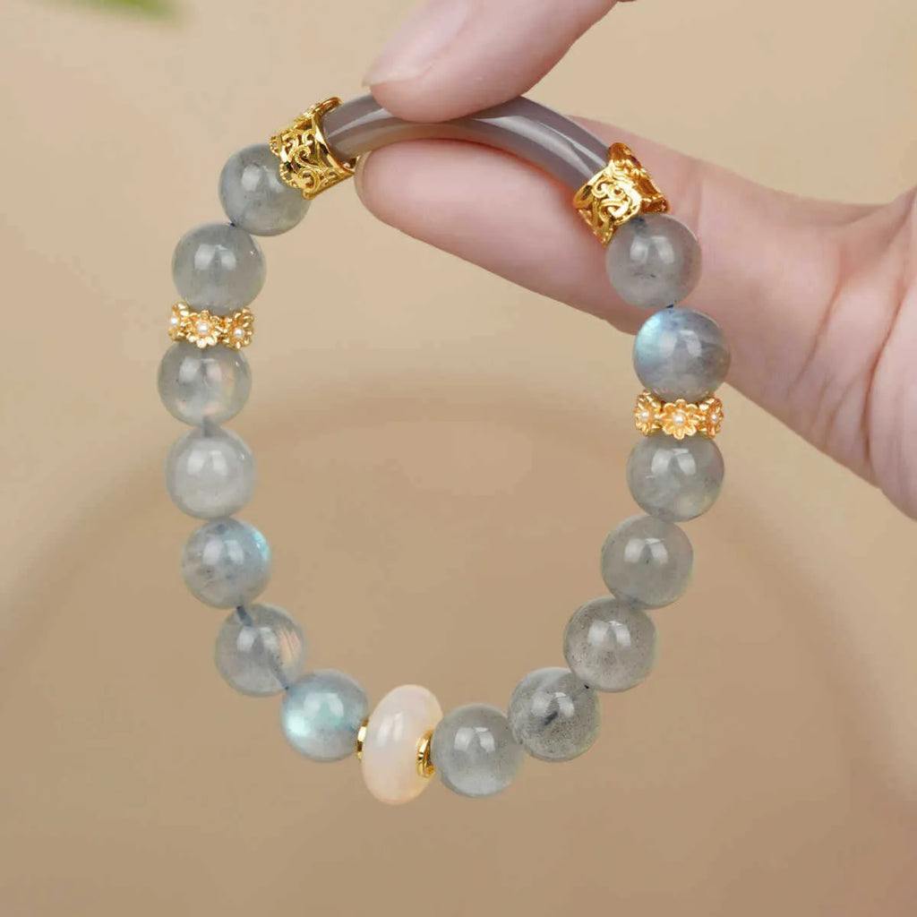 Emerald green Tian Shan Cui women's half bracelet with national style round elements