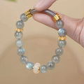 Emerald green Tian Shan Cui women's half bracelet with national style round elements