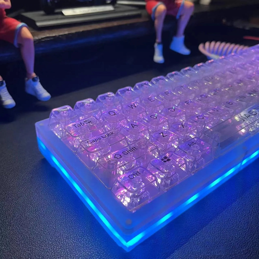 Transparent mechanical keyboard key cap set with 132 keys for MX stem compatibility
