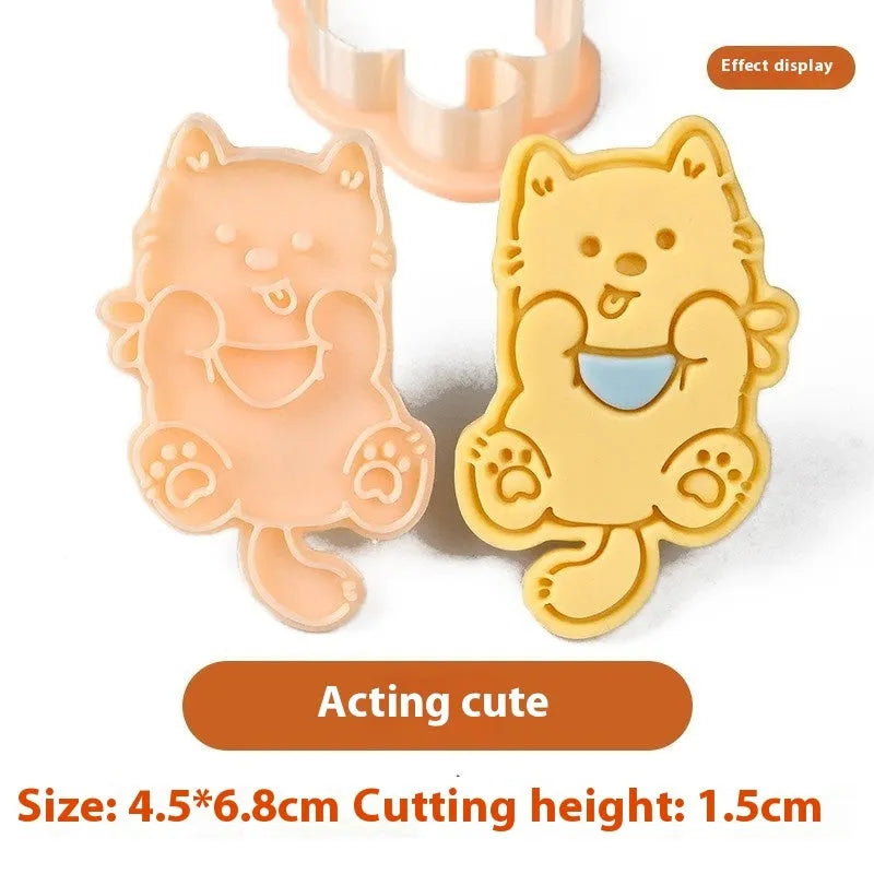 Plastic 3D cartoon puppy head biscuit mold for shaping dog themed cookies and soft candy