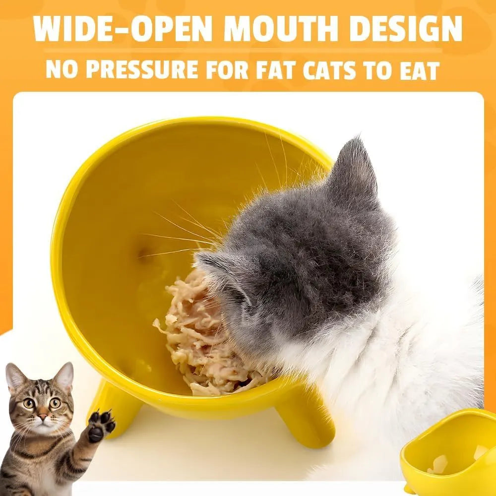 Ceramic pet bowl with four legs, wide mouth, and rounded arc design in green colour