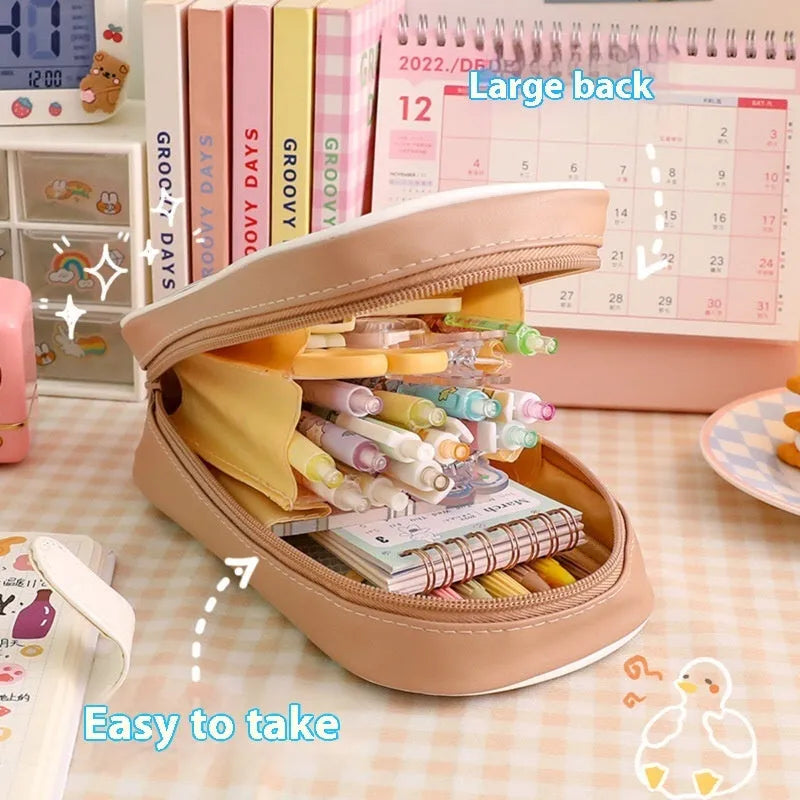 Transparent PVC pencil case with cartoon character design