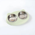 Plastic double bowl pet feeder tray in macaron colours for cat and dog food and water