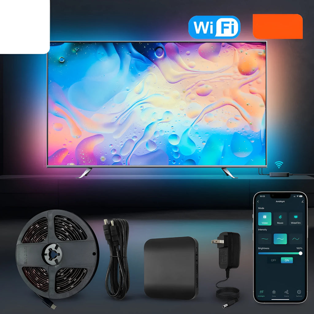 Smart waterproof LED light strip for television backgrounds in three length sets with intelligent control