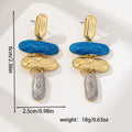 Geometric stud earrings for women with multicolour electroplated finish on zinc alloy