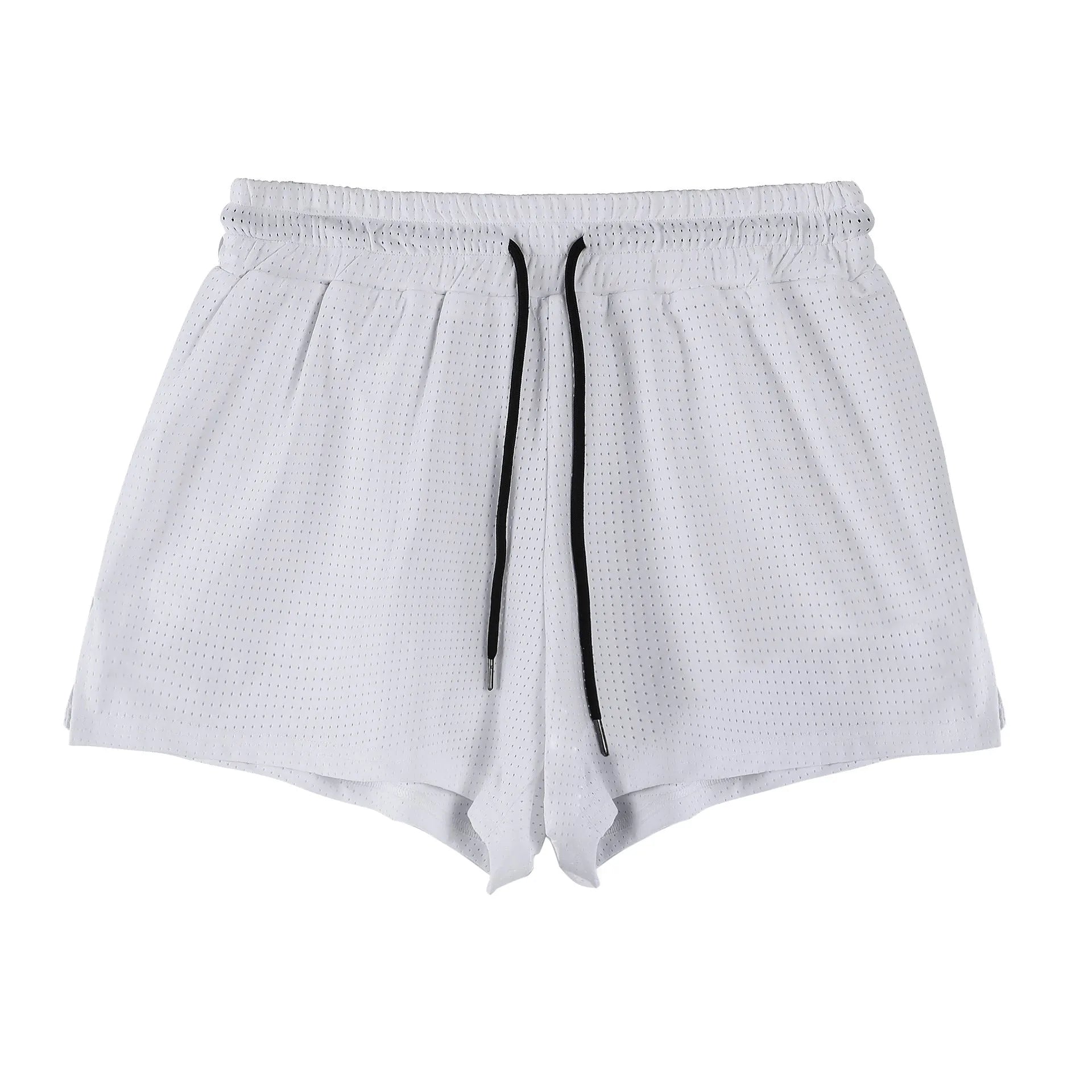 Men's quick-drying nylon shorts in black and white colours with mid waist fit