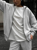 Women's street style long-sleeved coat and trousers two-piece set in solid colour