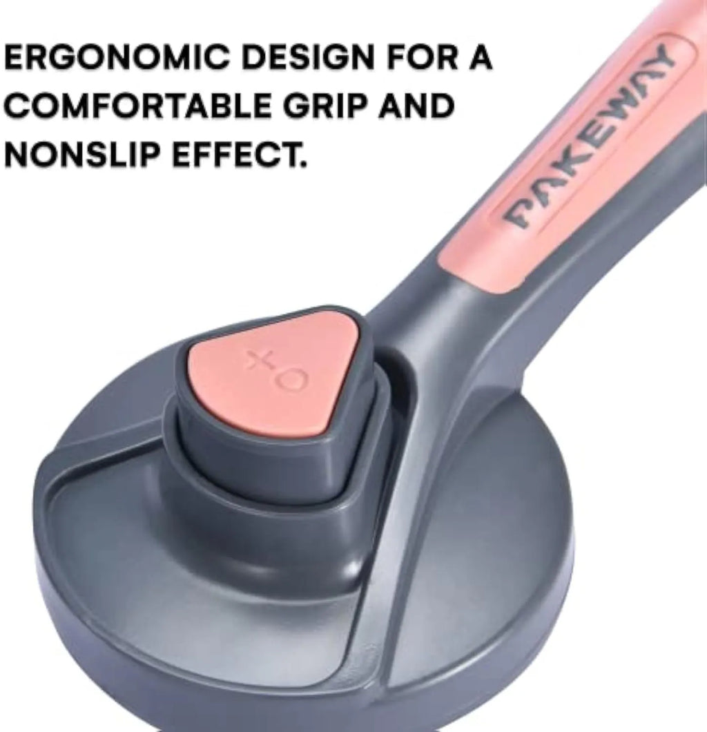 Self-cleaning slicker brush for cats and dogs with one-click button in grey, green, or pink colours