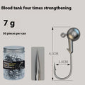 Set of 50 reinforced steel jig hooks with lead-headed design and primary colour finish