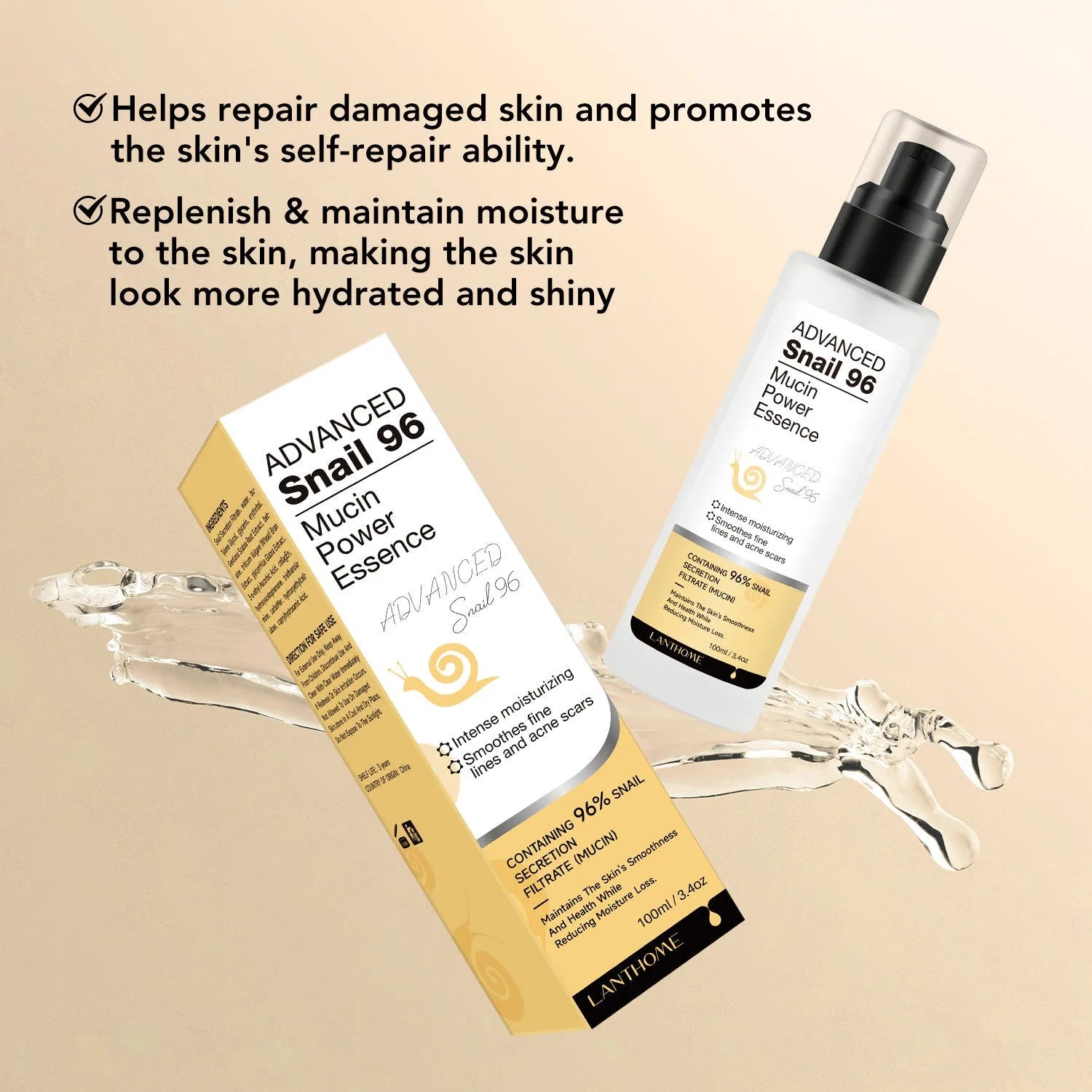 Snail Snail Serum moisturising essence liquid in a 100ml bottle for facial care.