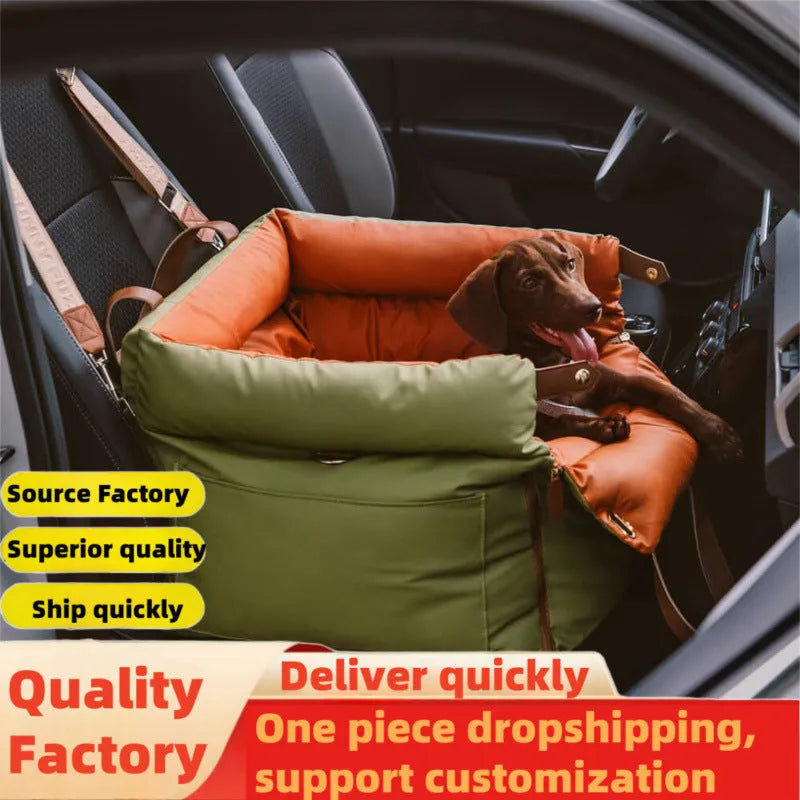 Green waterproof PU dog bed nest with removable cover, dimensions 55x50x45cm.