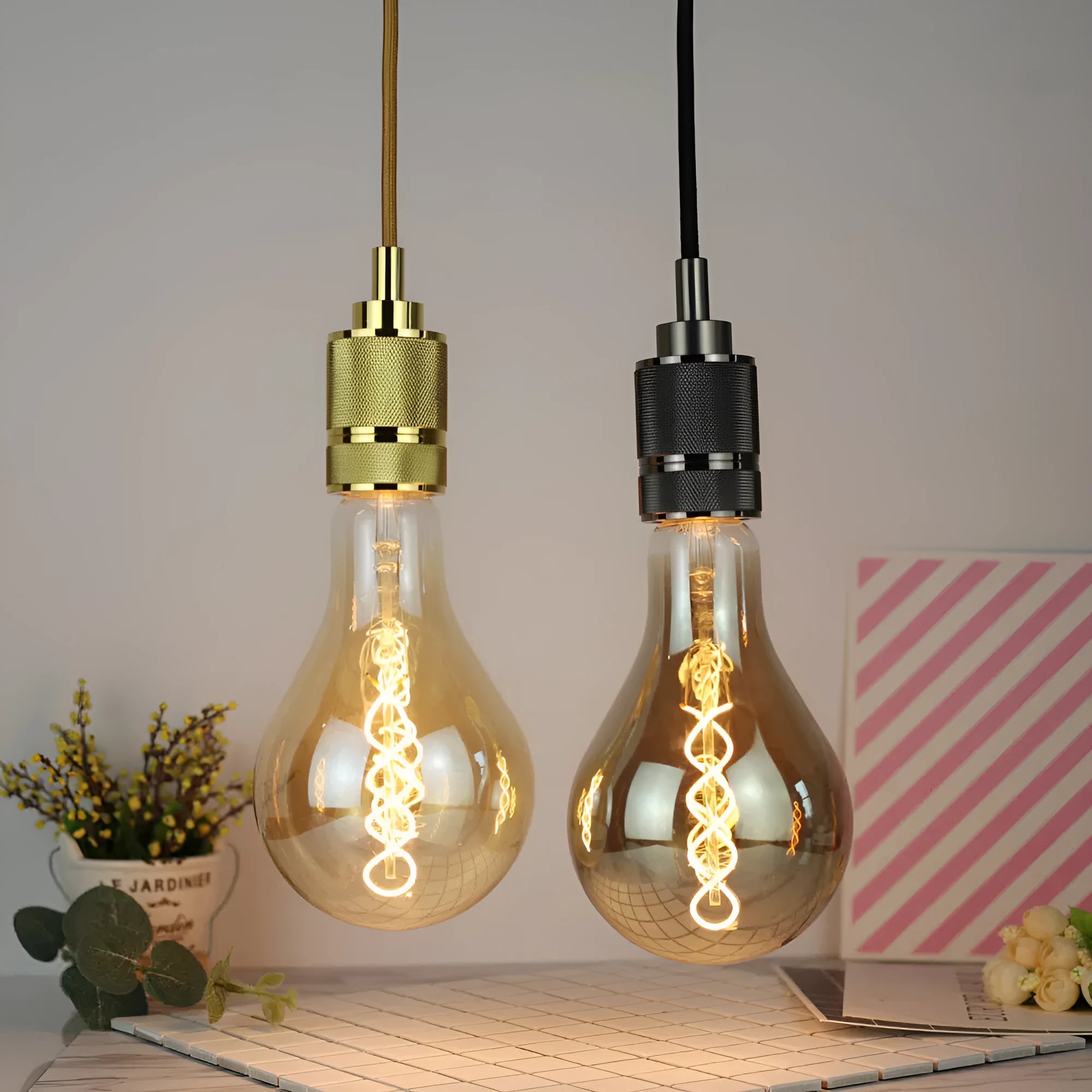Double helix golden LED soft light strip measuring 110mm by 200mm.