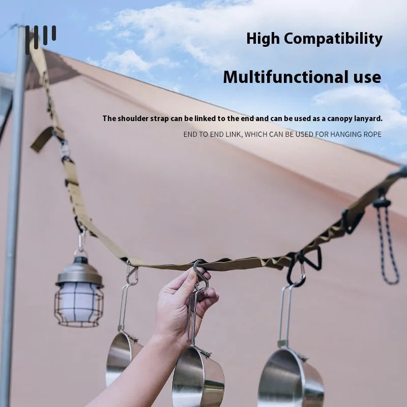 130cm multifunctional hanging rope storage belt in black or khaki for laundry and gear organisation