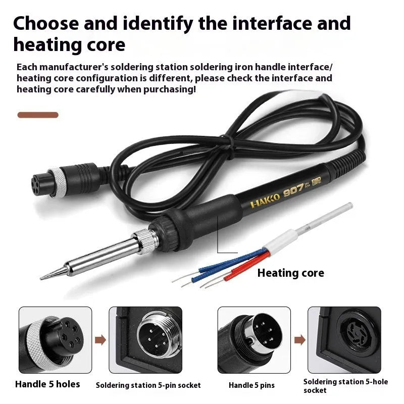 Rubber 5-pin 5-hole soldering iron handle for 60W 220V AC ceramic heating core
