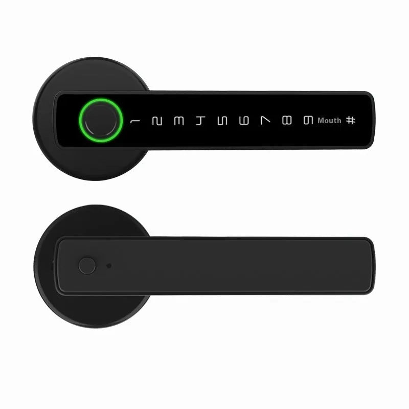 Black smart door lock with spherical card design for wooden interior doors