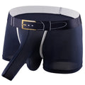 Men's solid colour ice silk boxer shorts in grey, shown laid flat, featuring a mid waist design.