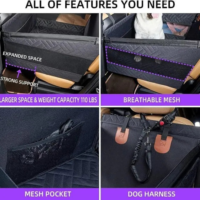 Grey washable dog bed with removable cover and sides, measuring 56x56x40 cm.