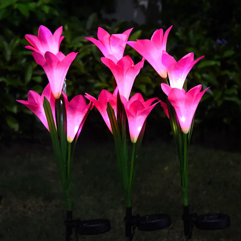 Solar lily garden light with flower-shaped design for outdoor decorative lighting