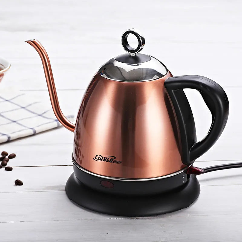 Gold automatic stainless steel kettle with touch control panel and 1 litre capacity