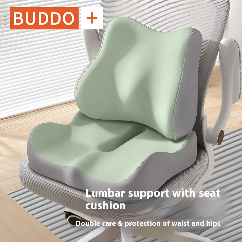 Memory foam seat cushion for office chair with lumbar support in double grey colour