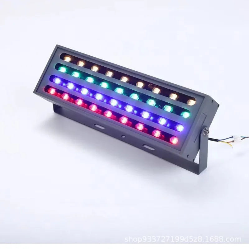 Outdoor LED Rainbow Tree Lamp with aluminium shell showing RGB colour projection.
