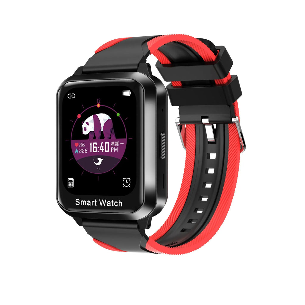 Black Bluetooth smart bracelet with a colour split screen display on a silicone wrist strap.