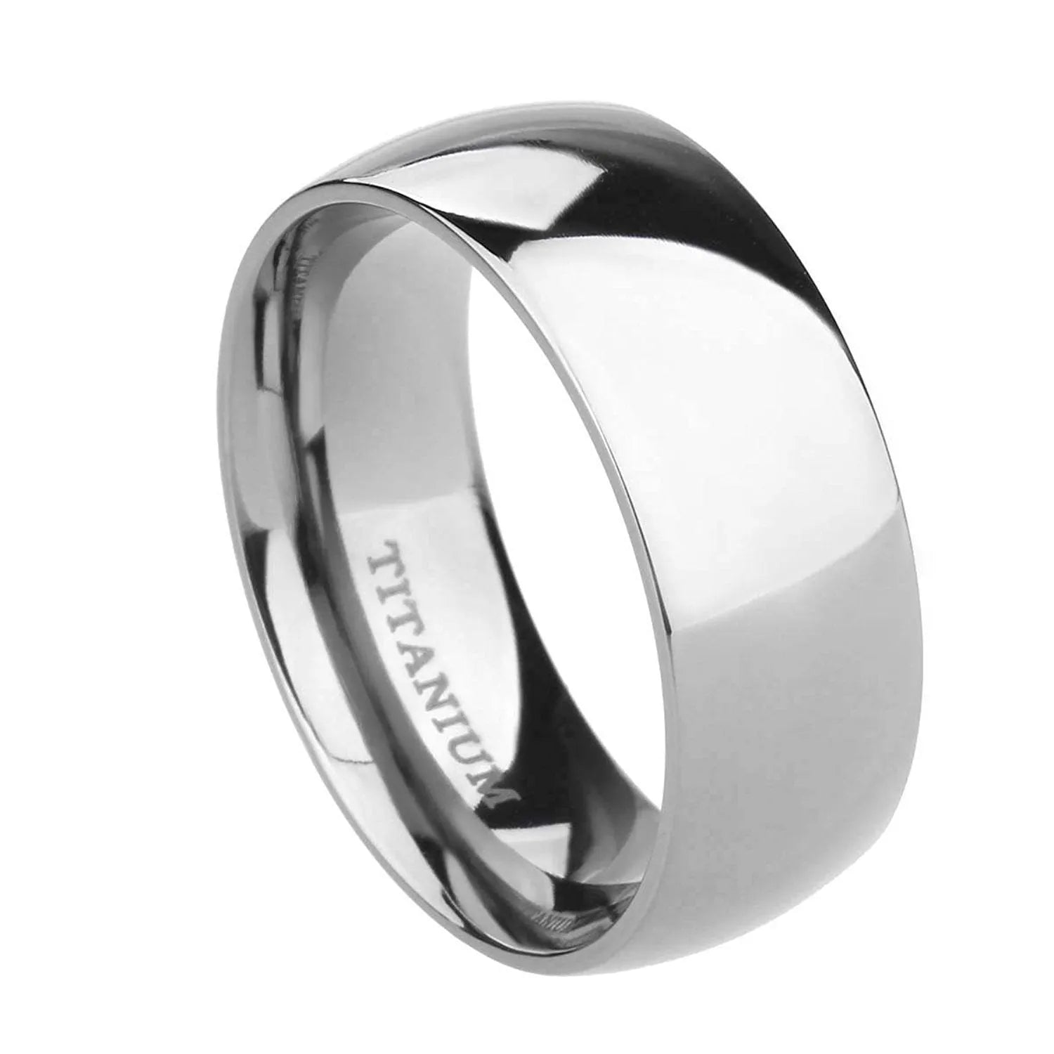 Silver titanium steel ring shown in three width options: 2mm, 4mm, and 6mm.