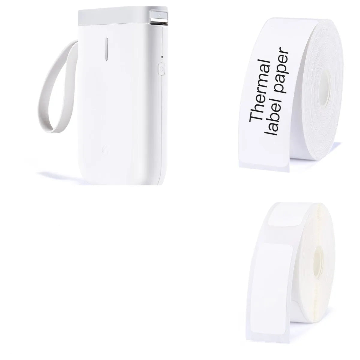 D11 Bluetooth thermal label printer in chosen colour next to smartphone showing label design app.
