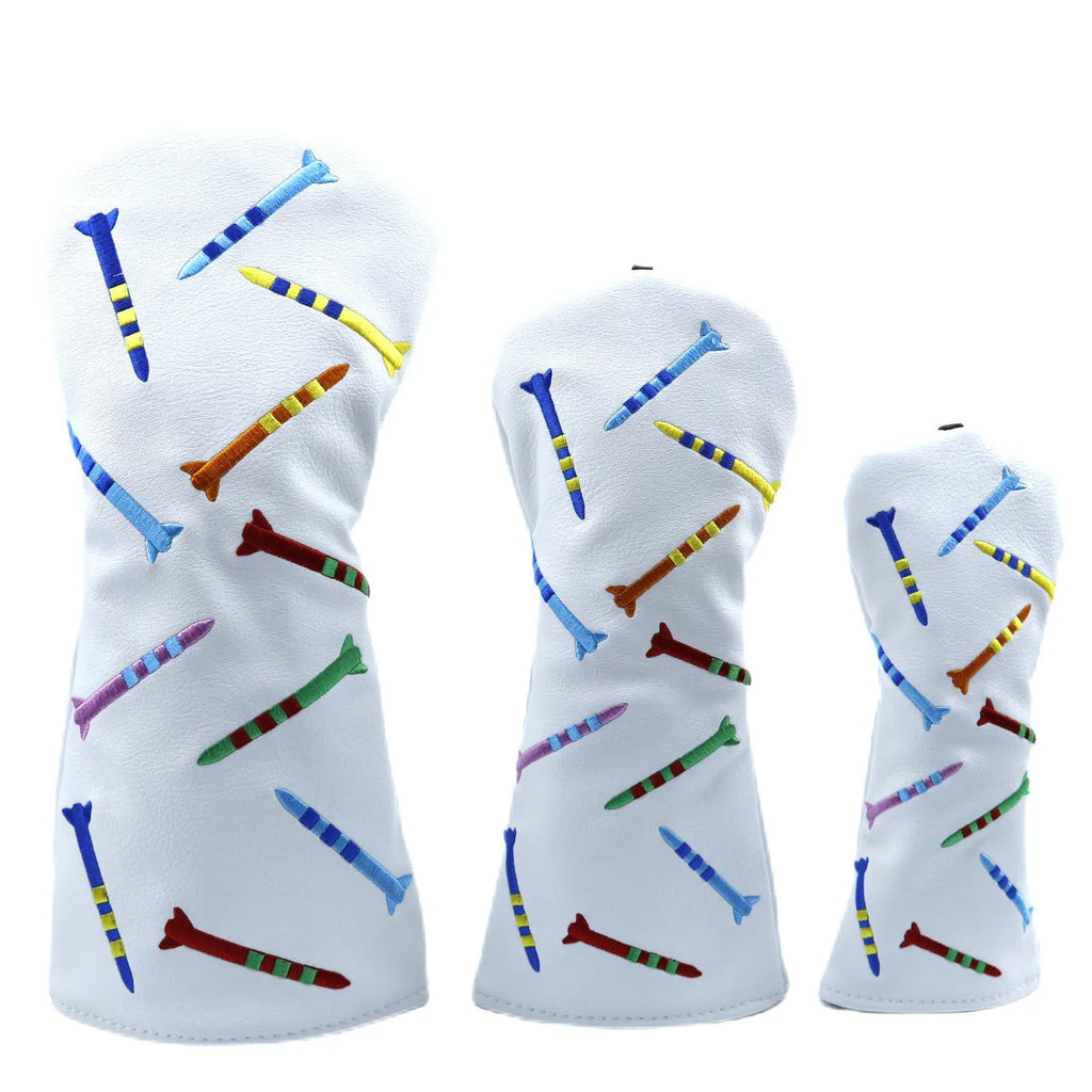 Golf club wooden pole sets in black and white colours with three size options