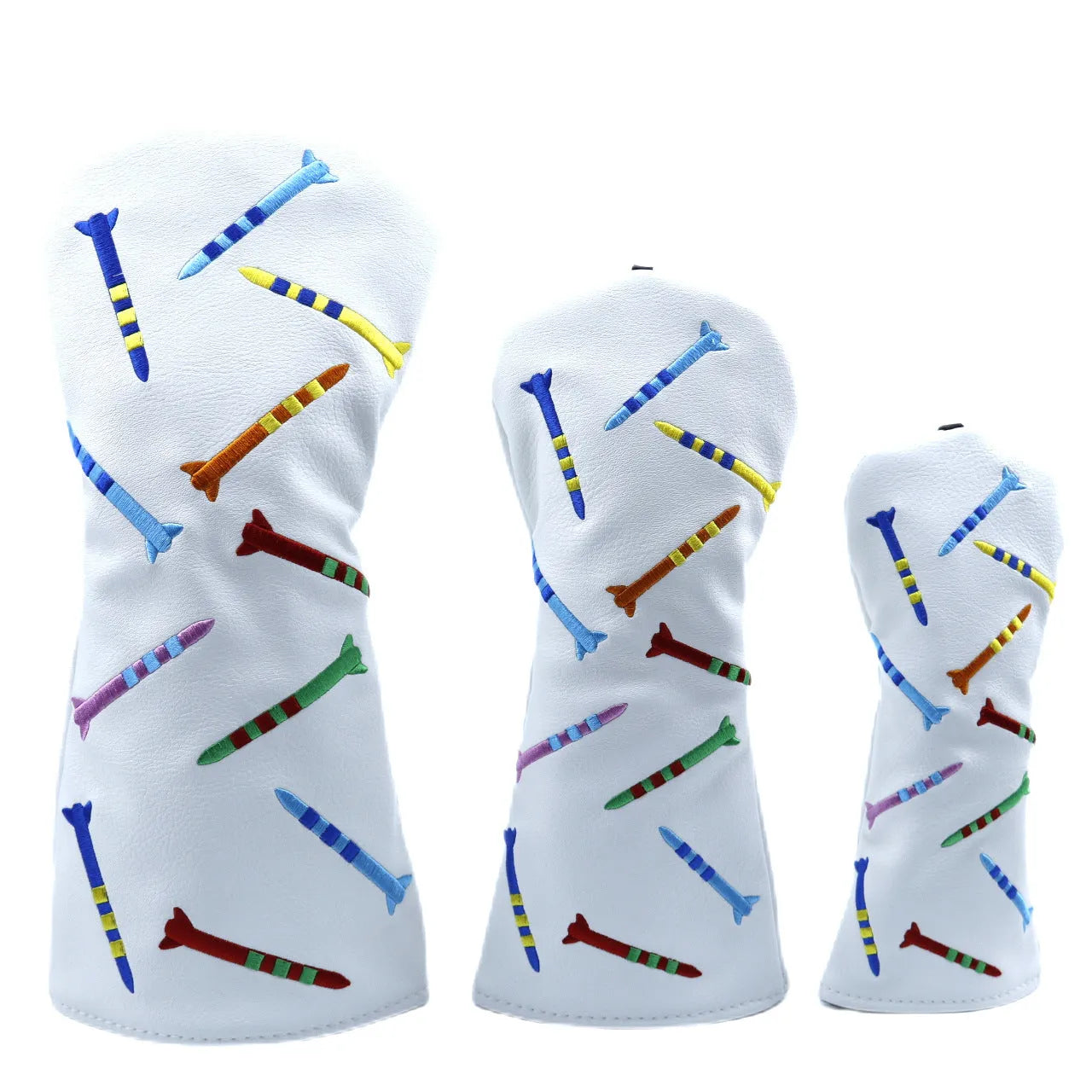Golf club wooden pole sets in black and white colours with three size options