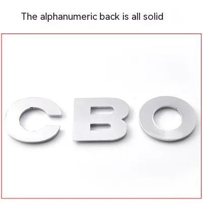 3D zinc alloy car letter sticker showing raised metal construction on vehicle surface