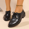 Women's British-style leather shoes with decorative bow details and rubber sole