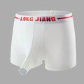Men's ice silk boxer shorts in grey, showing trunk open design and mid waist.