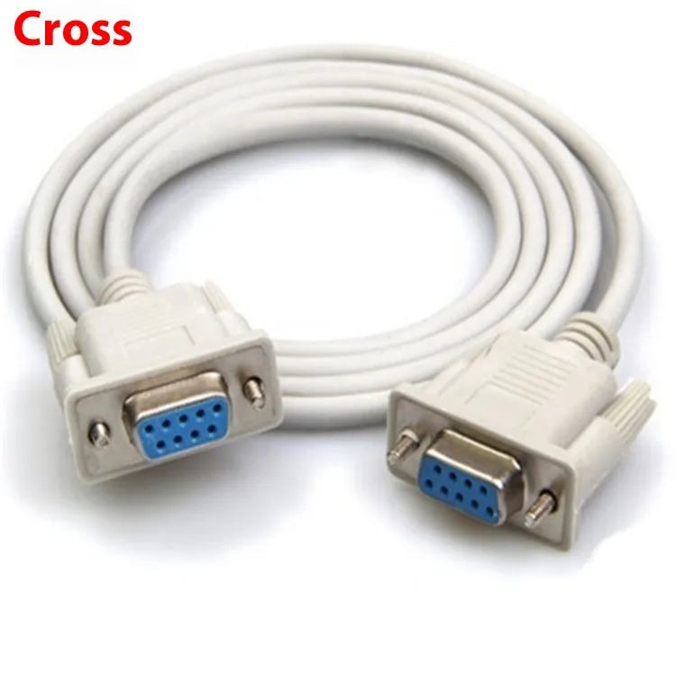 DB9 female to female RS232 serial cable 1.5 metres long in milky white colour
