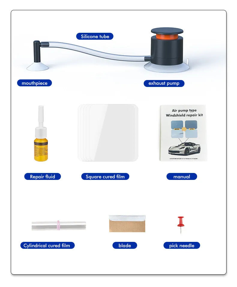 Plastic car windshield crack repair tool simple kit for point fix and broken glass correction