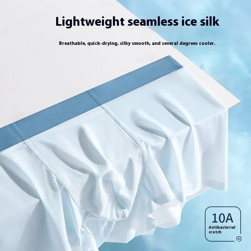 Men's Ice Silk graphene cooling antibacterial shorts in bean green colour, showing seamless design.