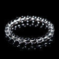 Natural Donghai Old Mine white crystal round bead bracelet on a wrist, showing geometric single circle design.